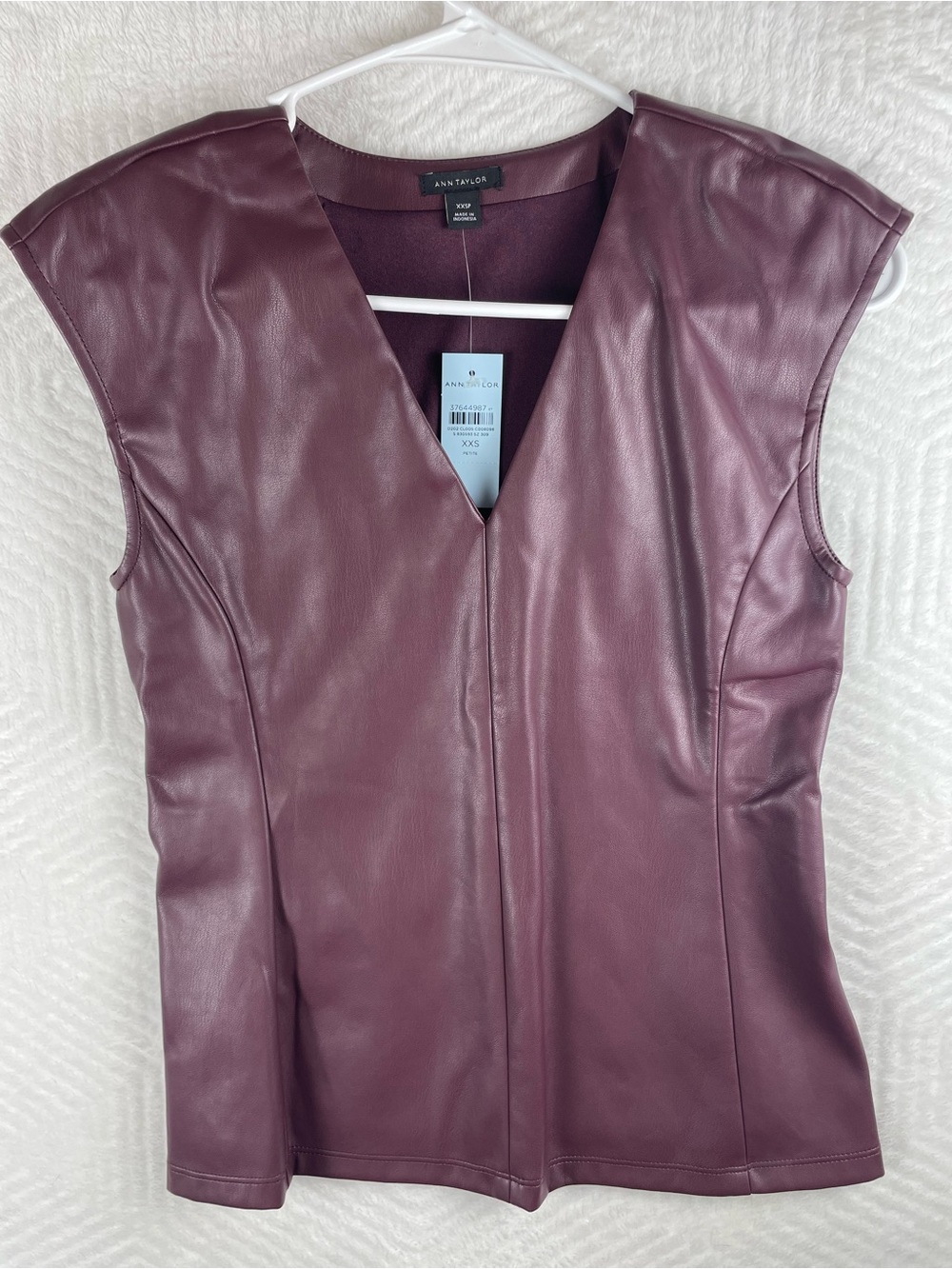 Ann Taylor Faux Leather Sleeveless Vest - Plum